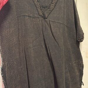 Brown Textured Tunic Top